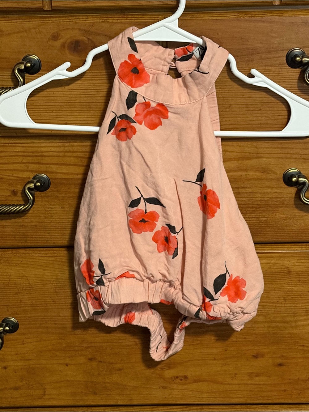 Zara Peach Pink Floral Halter Crop Top